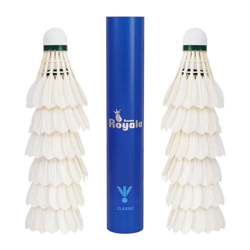 Badminton Shuttlecocks 12-Pack (All Round Feather) Duck Feather with Great Durability Stability and Balance,Suitable for Professional Training Or Family Outdoor Sports (Duck Feather)