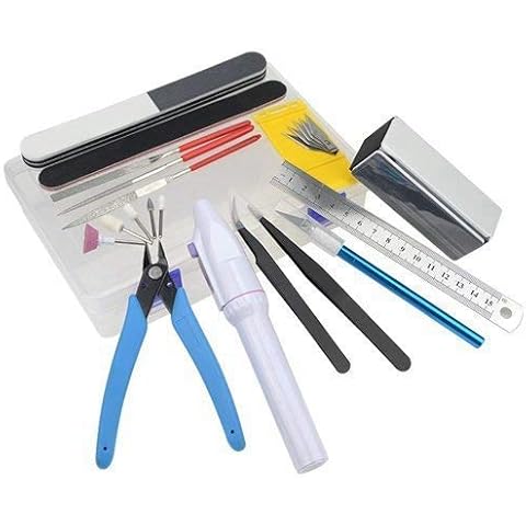 BXQINLENX Professional 15 PCS Gundam Model Tools Kit Modeler Basic Tools Craft Set Hobby Building Tools Kit for Gundam Car Model Building Repairing and Fixing Cover