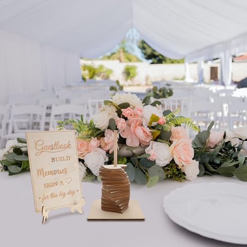 Libro de invitados de boda en madera para decoración elegante de recepciones 7