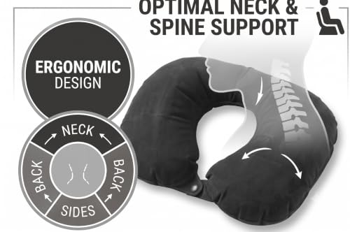 Image of Inflatable U-Shaped Travel Neck Pillow | Portable Air Neck Cushion for Airplane, Car, Train & Bus Travel | Soft Ergonomic Neck Support Pillow for Camping & Office | 1 Piece (Color May Vary)