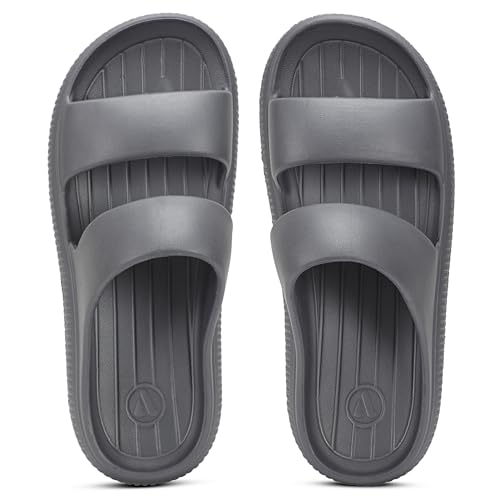 Image of Aqualite Men's Slides Slippers | Slip-On Comfort Flipflop Flat Base, Anti-Skid Sole & Lightweight | Casual Home & Outdoor Sandal for Men