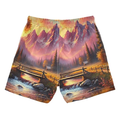 Mountains River Orange Boys Swim Trunks Quick Dry Toddler Swimsuit Boy Board Shorts Bathing Suits Swimwear XL2