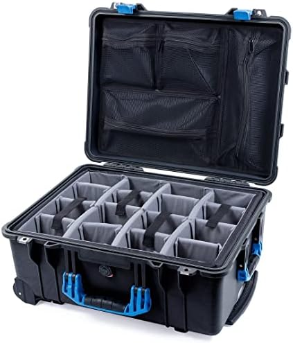 Pelican Color Case Black Pelican 1610 case with Blue Handles & la...