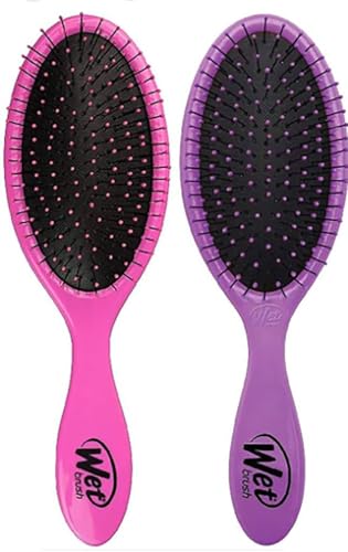 Wet Brush Detangling Brush, Original Detangler (Pink &Amp; Purple, 2 Pack), Wet &Amp; Dry Tangle-Free Hair...