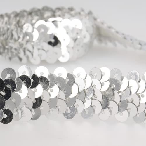 Stretch Sequin Trim White - per metre