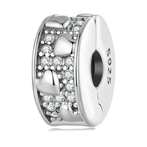 Breloque fleurs argent 925 et clip cœur élégant pour bracelet maille