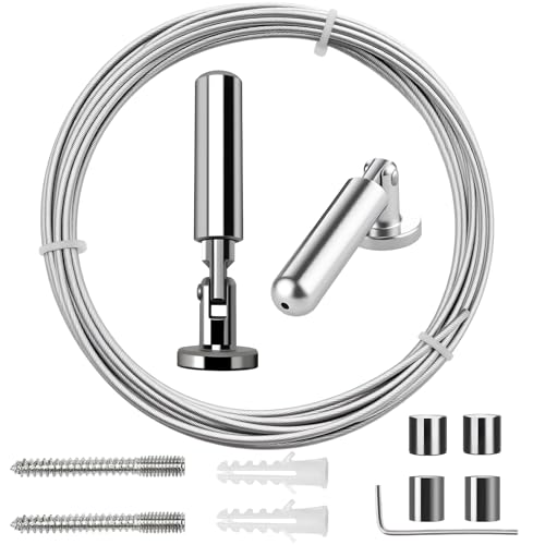 5 m Tringle a Rideaux - Cable pour Rideaux Kit, Tringle Rideau de Douche, Cable en Acier Inoxydable pour Photo, Corde à Linge, Fenêtre, Rideau