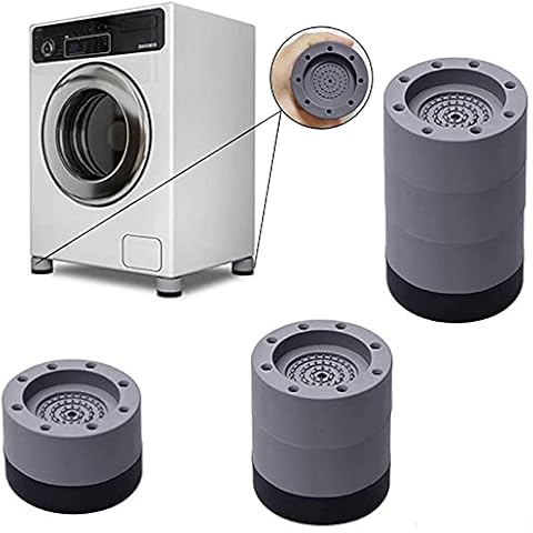 4 Pack Shock and Noise Cancelling Washing Machine Support, Anti Vibration Rubber Washing Machine Feet Pads, Prevent Moving Shaking Walking Washing Machine Stabilizer for Washer Dryer Appliance Grey Cover