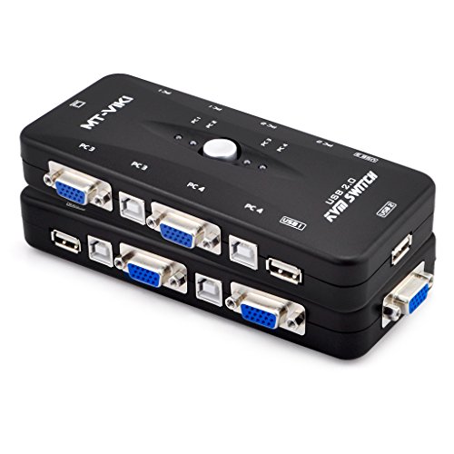 iKKEGOL 4-Port Monitor VGA SVGA USB 2.0 KVM Switch w/4 Cables Mouse Keyboard Video KVM Switch Kit - Thumbnail 5