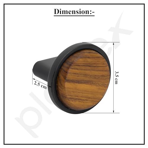 Image of Plantex Knobs for Drawer /Round Drawer Knobs /Knobs for Cabinets /Pull-Push Knobs for Kitchen /Bedroom Drawer - Pack of 2 (Small, Black & Wood)