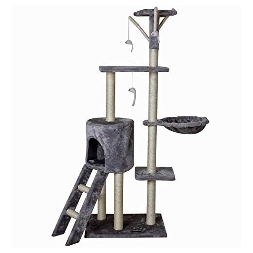 Tiragraffi e cuccia per gatti, in sisal, 50 x 35 x 138 cm, colore: grigio