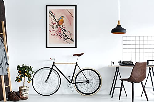 Tableau Moderne Oiseau sur une branche Cadre MDF 50x70 cm