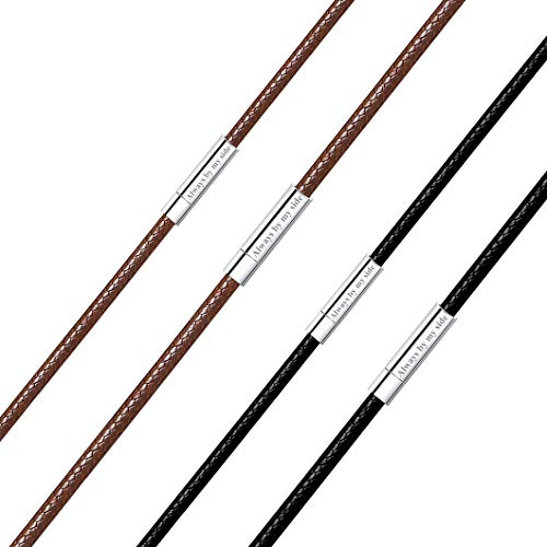 Collier cordon en cuir noir tressé unisexe Richsteel 3mm
