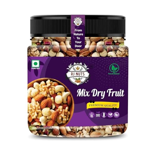 RJ Nuts Premium Nutmix Fruit & Nuts Natural Premium Mix Nuts (Cashews, Almonds, Raisins, Cranberries) Delicious & Crunchy Dry Fruits (1000 Gram)