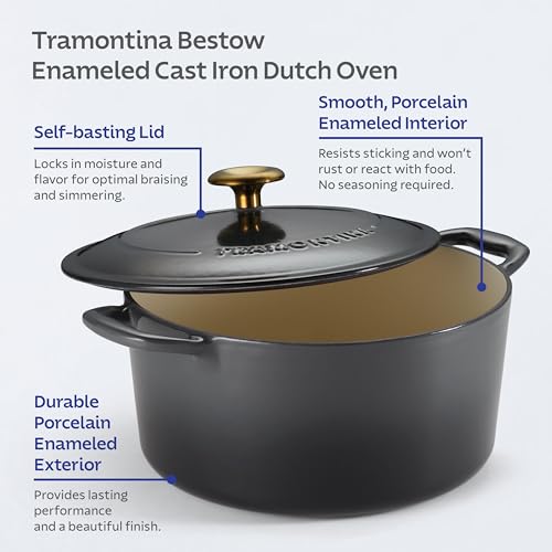 Image of Tramontina Bestow Enameled Cast Iron 5.5-Qt Round Dutch Oven Pot with Lid