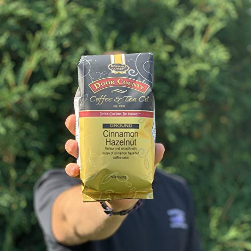 Door County Coffee - Cinnamon Hazelnut, Cinnamon Hazelnut Flavored Ground Coffee - Medium Roast, 10 Oz Bag #TOP5