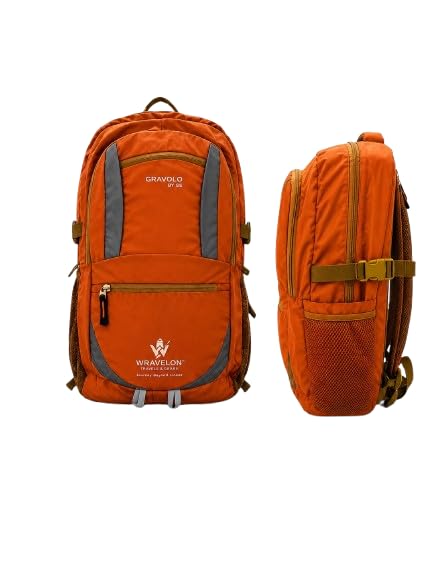 Travel Backpack 30-35L Water Resistant Laptop Backpack with Rain Cover, Multiple Compartments, Padded Back & Adjustable Straps, Lightweight Trekking, Hiking, & Travel Bag, Orange-picture-15