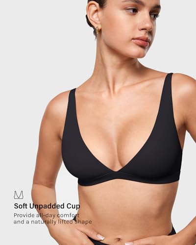Image of INLYRIC Women's Inbarely Soft Plunge Bralette - Deep V Unlined Triangle No Padding No Underwire Sexy Comfort Sleep Bra
