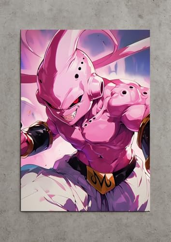 Image of NIJUKA Anime Printed Metal sheet Poster For Home And Room Decoration | For Anime Art Fans Boys And Girls (Kid buu art)