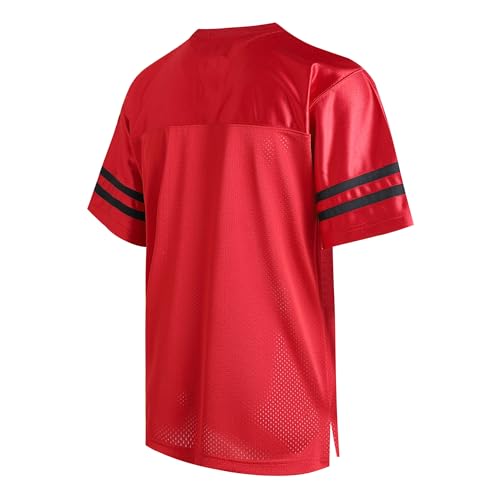 DEHANER Red Men's Women's Rugby Jersey for Unisex Casual T-Shirts College Classic Team Game Tops New Year Gift Outfit Black Stripe-Red Jersey,Men Size Medium