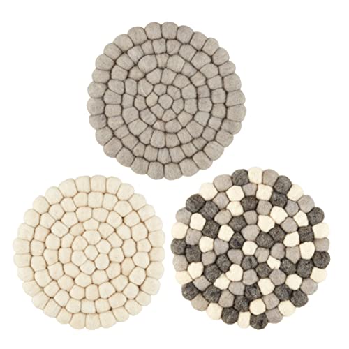 Mud Pie Taupe Felted Wool Trivet - image 2