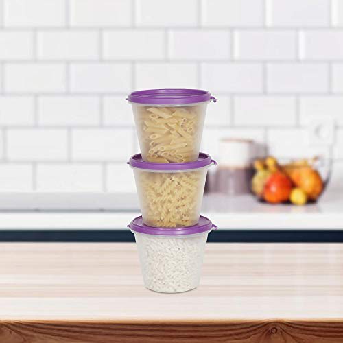 Image of Cutting EDGE Nesterware 1000ml Stackable Food Container (Set of 3, Purple) | BPA-free plastic, stackable design, leak-proof, kitchen storage, pantry, fridge, meal prep, reusable, travel use