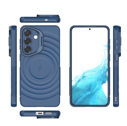 Image of LuxuryKase Shockproof Case for Samsung Galaxy S26 Plus | Ripple Pattern | Camera Protection | Inner Velvet Fabric Lining | Protective Cover with Enhanced Grip & Wireless Charging Support - Blue
