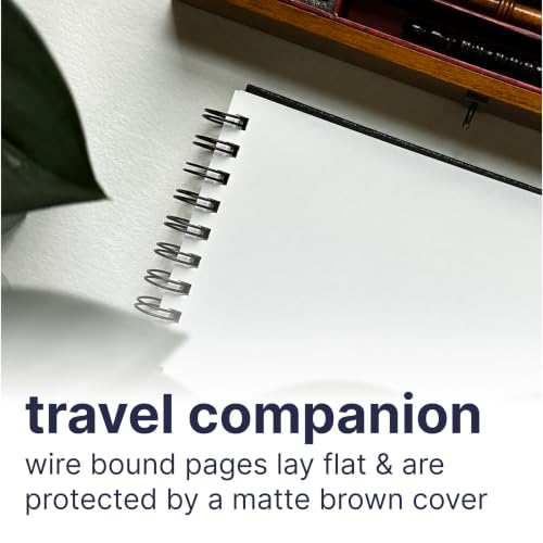 Image of Strathmore 400 Series Watercolor Paper Art Book, Matte Brown Cover, Natural White, Side Wire Binding, 20 Sheets, 8.5x5.5 inch