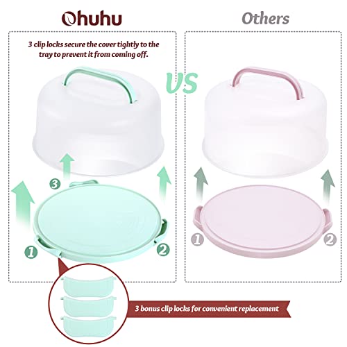 Ohuhu Y10-80200-10 Cake Carrier With Lid And Handle, Bpa-Free Cake Containers Cake Holder For 10 Inch Cake With 2 Handles Cupcake Carrier - Plastic Cover Two Sided Base thumb #4