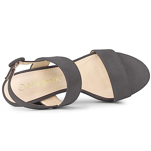Allegra K Allegra K Women's Slingback Platform Heels Chunky High Grey Heel Sandals 9 M US