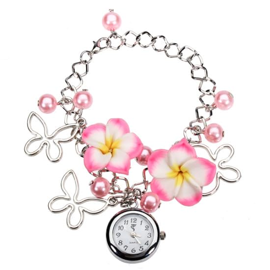 Ashiana Stylish Pink Flower and Butterfly Charm Bracelet Style Watch (B019D2GH52) Amazon Price History, Amazon Price Tracker