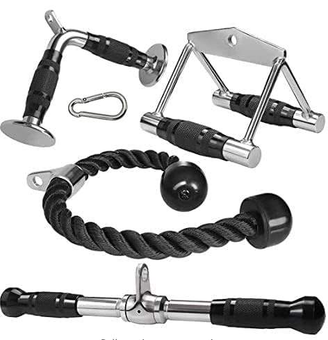 Fitness Zone Gym Machine Attachment Combo: V Shaped Bar, Double D Handle, Triceps Rope & Straight Bar with Black Rubberised Grip, Chrome Finish 1 Snap Hook Free (B0CKTSPZKN) Amazon Price History, Amazon Price Tracker