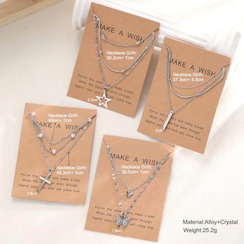 Image of Shining Diva Fashion 4 Pcs Stylish Silver Plated Necklace Jewellery Set for Women Pendant Necklace Gifts for Girls (16474np)