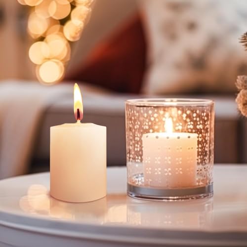 Hosvot VOTIVE CANDLES Long Burn Time Unscented Candles Votives Bulk Pack Of 24 Small Pillar Candles thumb #3