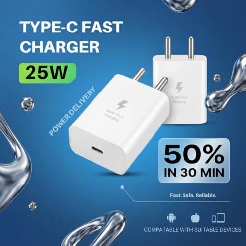 Image of 25W PD 3.0 Fast Charger Adapter | USB Type-C Power Adapter Compatible with Samsung Galaxy A15, M35, A35, A55, M05, M15, F15, M55, M34, M14, F34, F14, F54, A14, S24, S23 |Original Charging Speed|