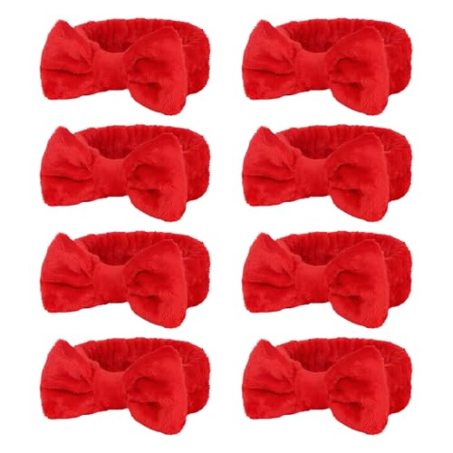 Semato 8 Pcs Red Spa Headband Skincare Headbands for Women Gifts and Party Supplies (red)