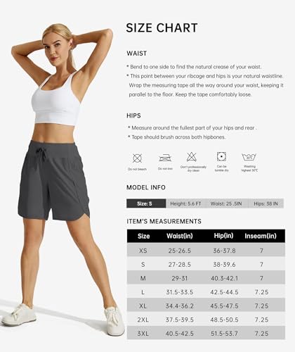 Image of Willit Women's 7 inch Athletic Running Shorts Long Workout Hiking Shorts Quick Dry High Waisted Active Zipper Pocket