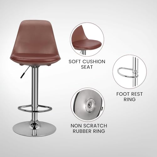 Image of activa Rapid Bar Stool Chair with Height Adjustable Design, Padded Seat & Footrest | Modern Metal Counter Stool for Kitchen, Home, Bar & Cafe Seating | Durable Comfort Chair (Tan, Set of 1)