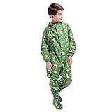 Vine Kinder Regenmantel, Regen Overall Unisex Regenjacke mit Kapuze Regenanzug Atmungsaktiv Regenfestes Regencape Regenkleidung für Jungen und Mädchen 2-14 Jahre