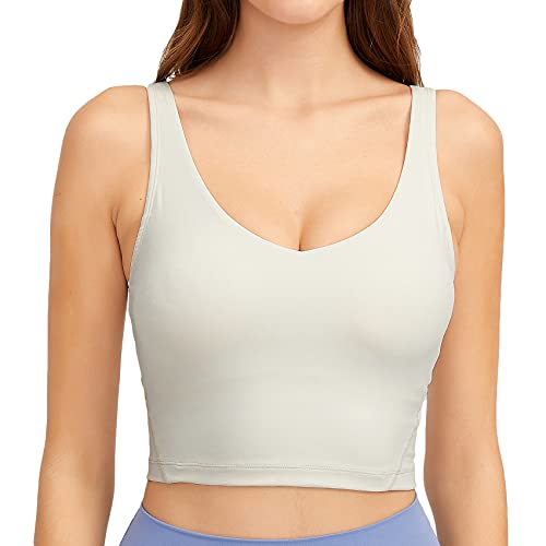 Image of Lemedy Women Sports Bra Longline Crop Tank Top Padded Workout Running Yoga