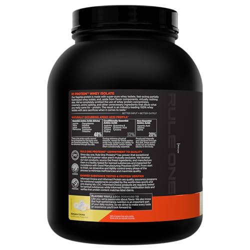 Image of Rule 1 Proteins R1 Protein Whey Isolate, Banana Creme, 46 Servings | 25g of Protein from Whey Isolates and Hydrolysate isolates for Workout Recovery and anytime use