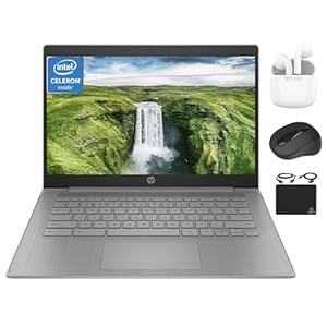 HP Chromebook Thin Laptop Student Business 2024, pantalla HD de 14 pulgadas, procesador Intel Celeron N4120 de cuatro núcleos, 4 GB de RAM, 64 GB eMMC, cámara web HD, WiFi, batería larga, Chrome OS +