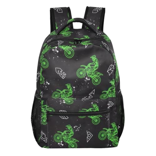 Sac à dos d'école Cool Green Bikes grand volume contre le désordre