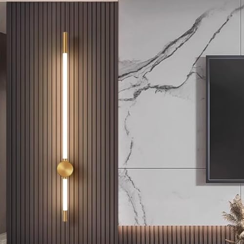 Aplique lineal LED interior de diseño minimalista oro con acabado de lujo y giro de 350°