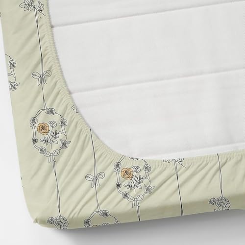 Image of 350 TC Premium Heavy Cotton Feel Elastic Fitted Bedsheet King Size with 2 Pillow Covers || Double Bed with All Around Elastic (Hanging Roses, Fitted Queen-60x78)