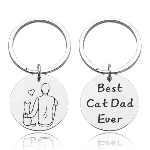 Cat Dad Gifts Keychain for Men Boys Cat Daddy Gifts for Cat Lover Birthday Christmas Gifts for Cat Dad Cat Gift for Cat Grandad Valentines Retirement Gifts for Cat Owners Best Cat Dad Ever Keyring