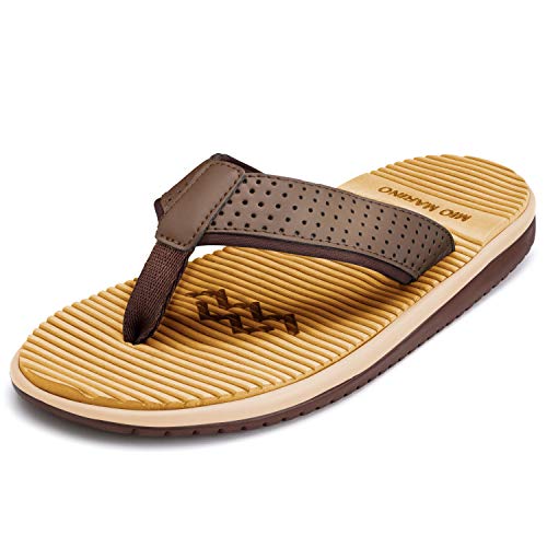 Mio Marino Mens Flip Flops - Beach Comfortable Thong Flip Flops for Men - with Memory Foam - Spicy Mustard&nbsp; - 6 D(M) US
