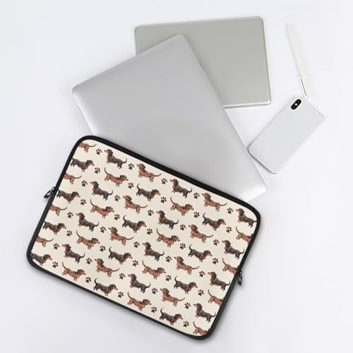Funda para portátil con estampado de pata de perro Dachshund 10-17 pulgadas miniatura 5