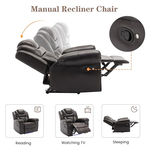 Sillón reclinable manual marrón miniatura 6