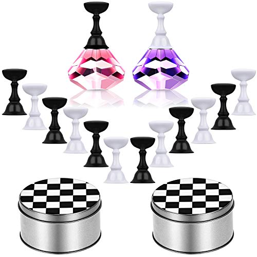 2 Sets Nail Practice Stand Nail Art Tip Holder Magnetic Nail Display Stand for Crystal Nail Art Display Practice